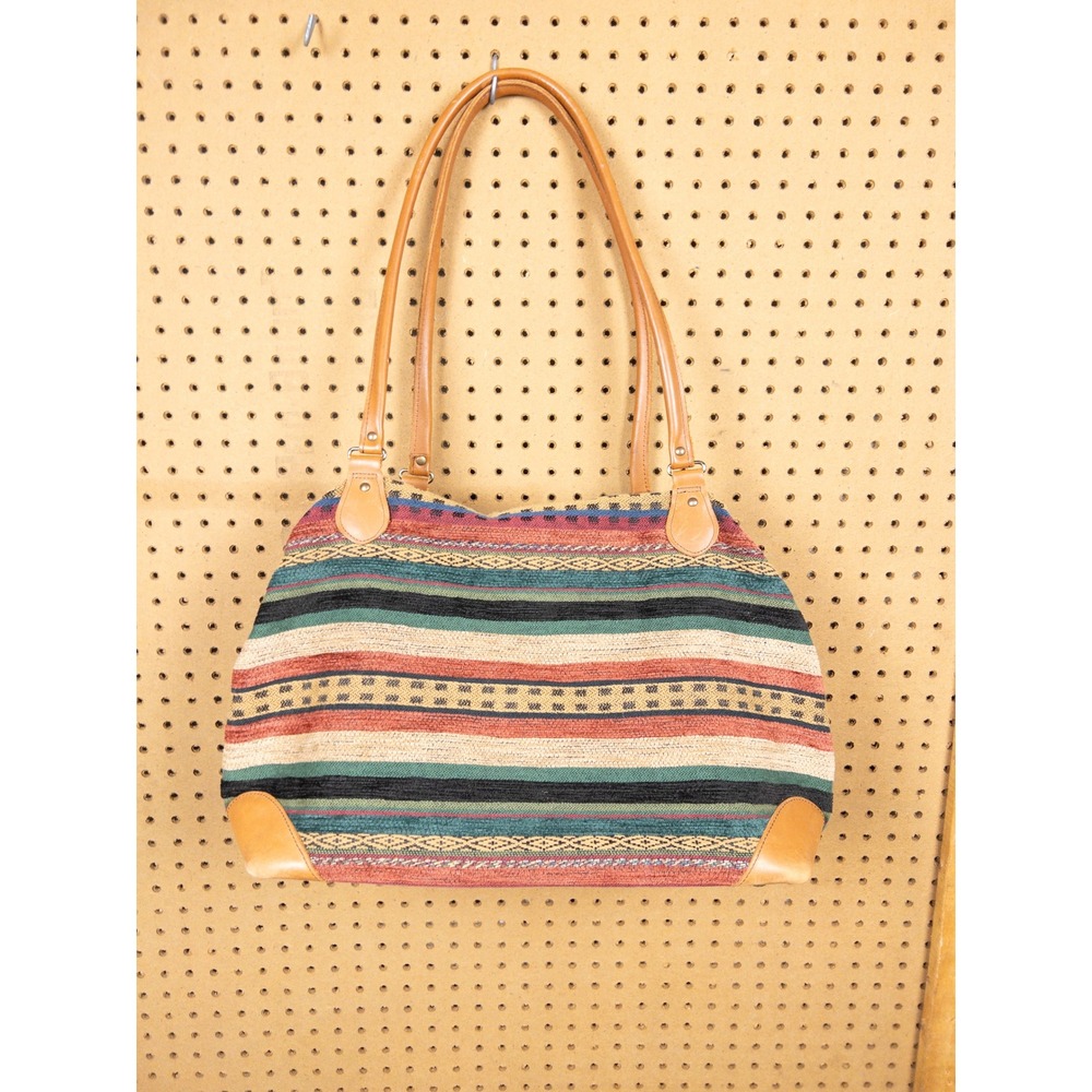 Vintage LL Bean 70s Woven Tapestry Luggage Set Striped Garment Bag, Carry-On - Picture 2 of 16